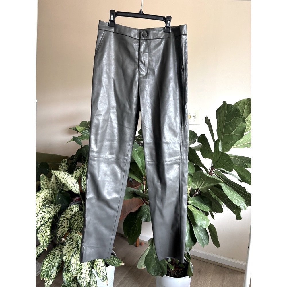 NWOT Truth Dark Green Leather Pants Size6 - Picture 2 of 7